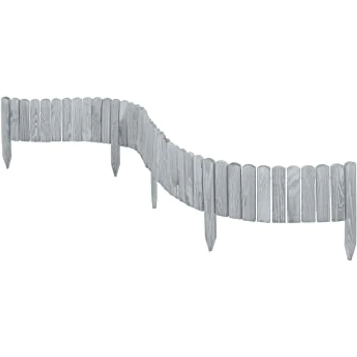 Garronda Beeteinfassung Holz Rollzaun Gartenzaun imprägniert Flexibler Rollborder Rasenkante Palisade Umzäunung für Garten Länge: 200 cm GD-0046 (Grau, Höhe: 10 cm) – Bild 4