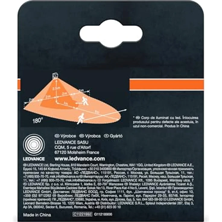 Osram SENSOR WALL 180DEG, Bewegungsmelder mit IP55 Schutzklasse, 180° Erfassungswinkel, moderne Linsenoptik, drei Licht-Einstellmöglichkeiten – Bild 5