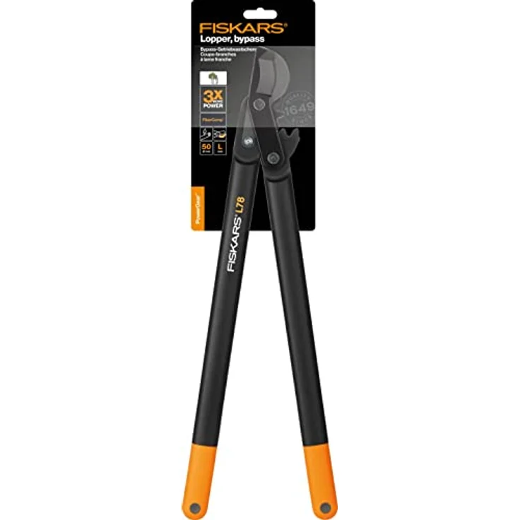 Fiskars PowerGear II Bypass-Getriebeastschere für frisches Holz, Antihaftbeschichtet, Gehärteter Präzisionsstahl, Länge 70 cm, Schwarz-Orange, L78, 1000584 – Bild 8