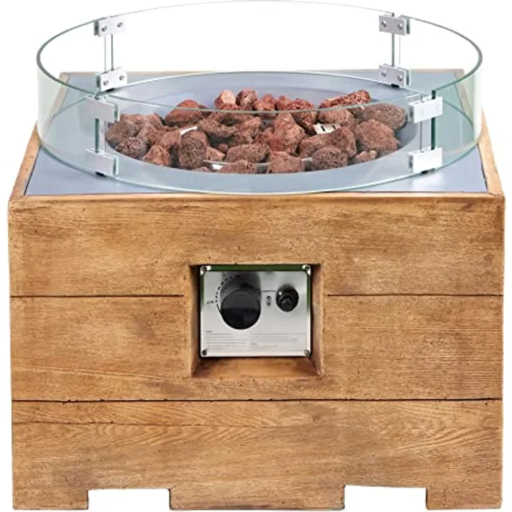 intergrill Gasfeuerstelle Fire Pit | 122 x 38 x 38 cm | Outdoor Feuertisch Feuerschale für Garten Terrasse und Balkon | Windschutz und Lavasteinen