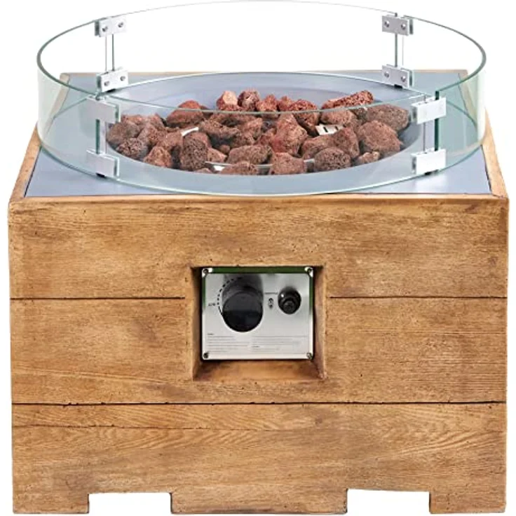 intergrill Gasfeuerstelle Fire Pit | 122 x 38 x 38 cm | Outdoor Feuertisch Feuerschale für Garten Terrasse und Balkon | Windschutz und Lavasteinen – Bild 1