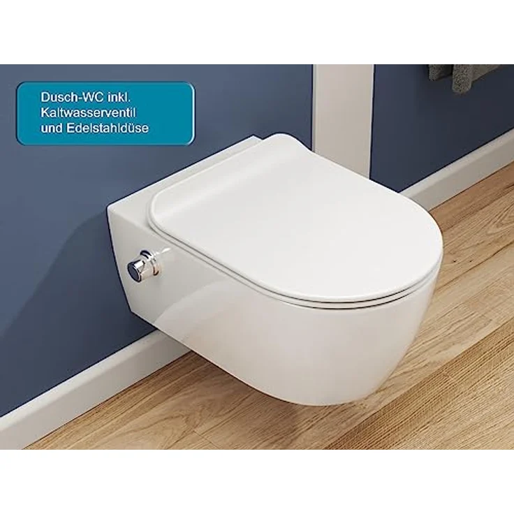 SSWW | Modernes Dusch-WC, spülrandlose Taharet Toilette mit Absenkautomatik, Toilette mit Bidet-Funktion | 54,5 cm lang - Preisvergleich – Bild 2