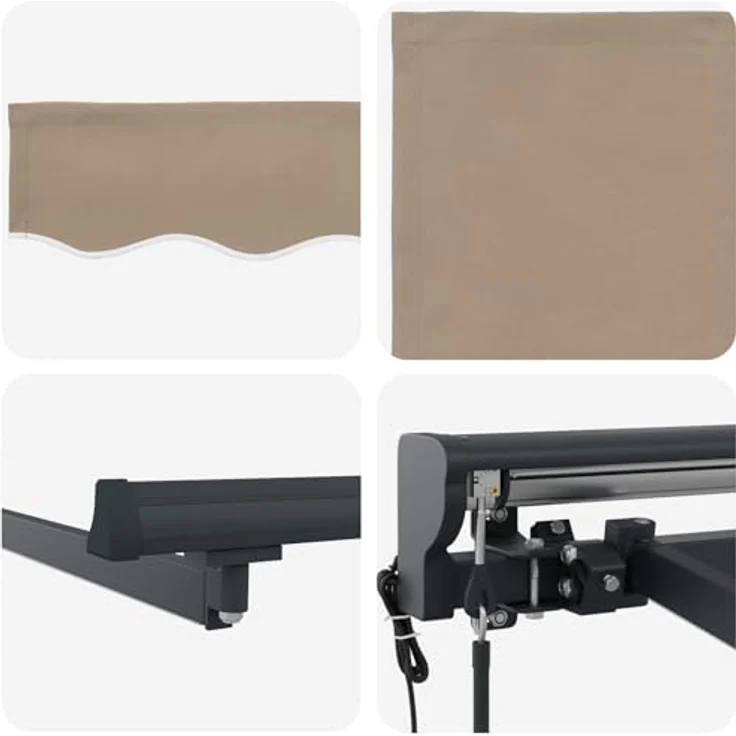 vidaXL Elektrische ausziehbare Markise Beige 2,5 x 2 m, wetterfester Polyesterstoff mit Fernbedienung und manueller Kurbel – Bild 6