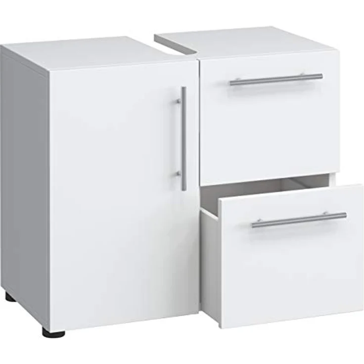 VCM Badmöbel Badunterschrank Waschbeckenunterschrank Badezimmer Flandu Schublade Weiß – Bild 3