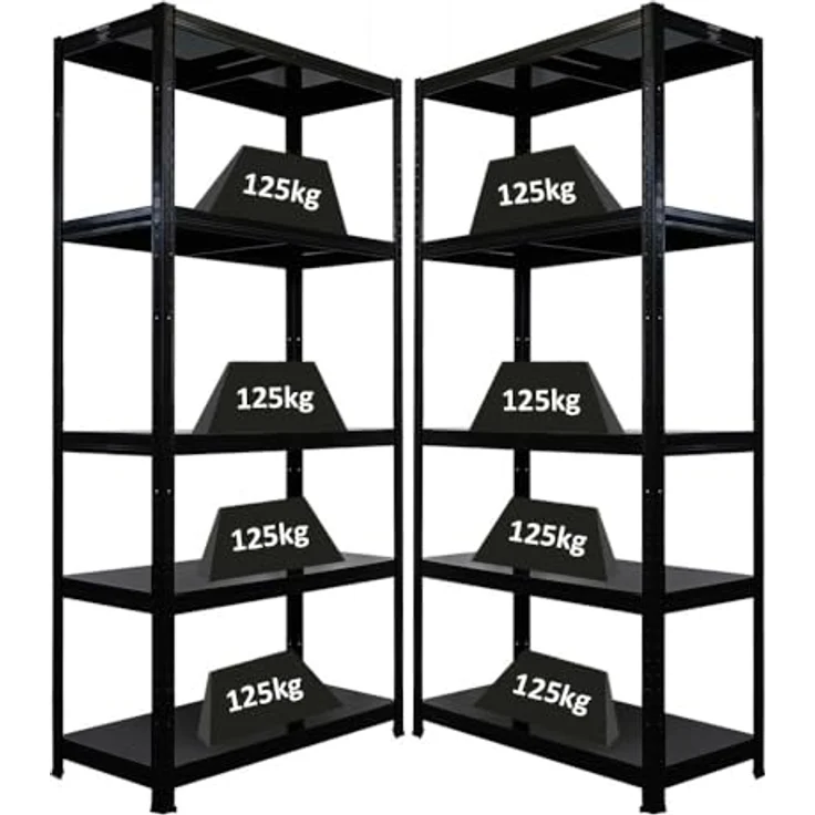 Proregal Metallregal Mega Deal Ragnar, 180x90x40 cm, 5 verstellbare Böden, Traglast 125 kg pro Boden, schwarz – Bild 1