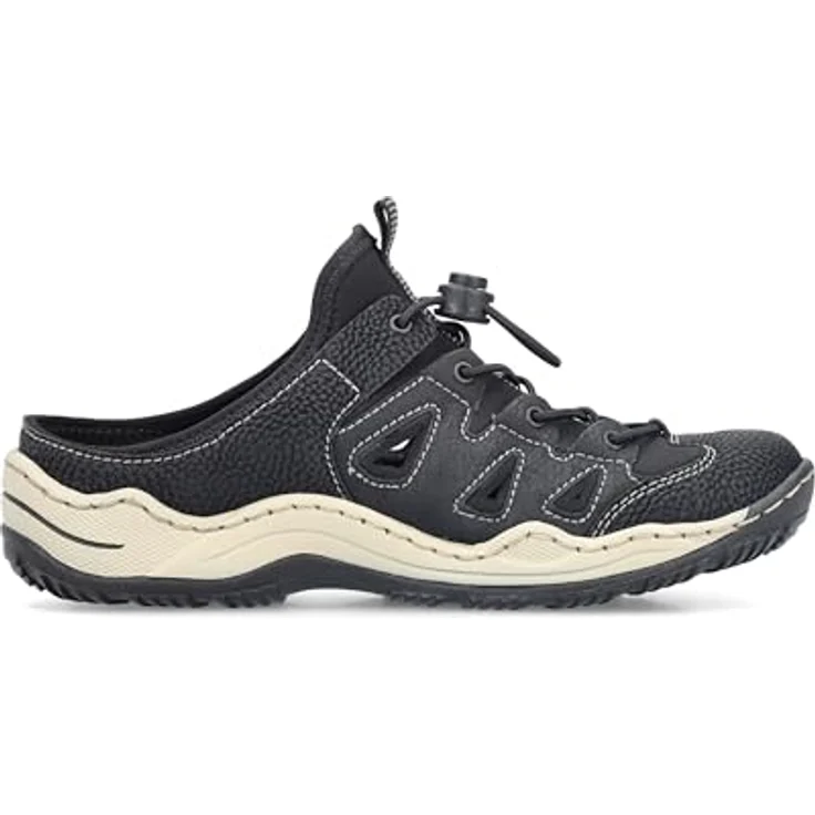 Rieker Clog, Schlupfschuh in schmaler Form, schwarze Sicherheitssandalen mit schockabsorbierender Sohle – Bild 2
