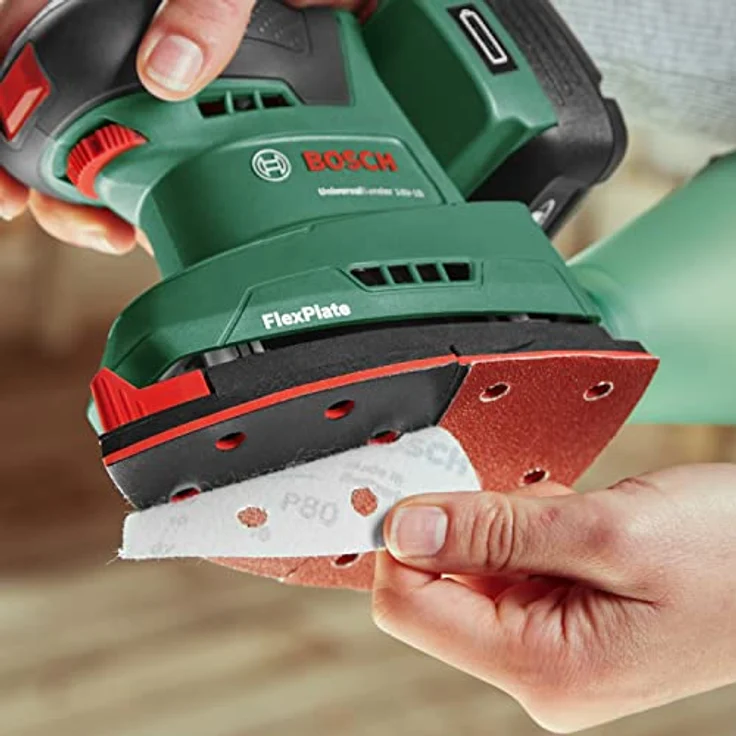 Bosch Akku-Schleifer UniversalSander 18V-10 (ohne Akku; 18 Volt System; für die DIY-Holzbearbeitung; 32x Schleifpapier; im Karton) – Amazon Edition – Bild 5