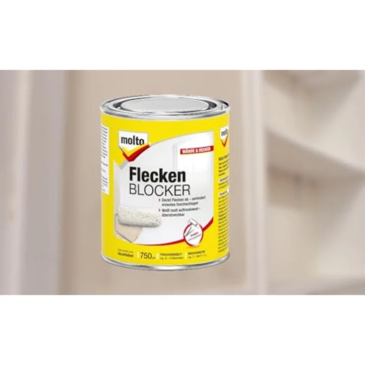 Molto Flecken Blocker, Weiß, 750 ml, dauerhaftes Abdecken von Flecken an Decken und Wänden, schnelltrocknend, überstreichbar – Bild 2
