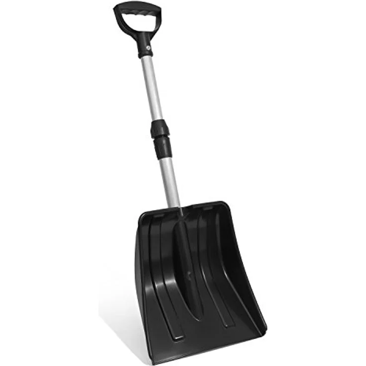 Patrol Schneeschieber Yeti, Teleskopierbarer Aluminiumstiel, D-Griff, Schwarz/Silber, 31 cm Räumbreite – Bild 2