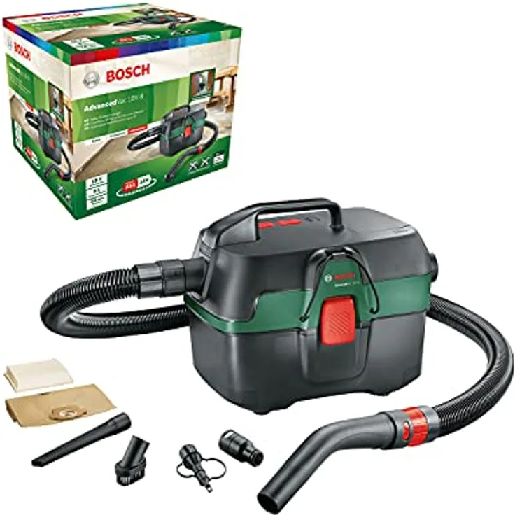 Bosch Home and Garden Akku Nass- und Trockensauger AdvancedVac 18V-8 (ohne Akku, 18 Volt System, mit Zubehörset, im Karton) – Grün