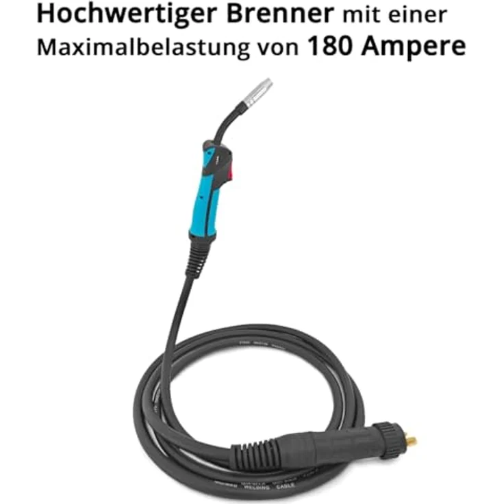 STAHLWERK AK15/MB15 Schweißbrenner-Set, 3 Meter Schlauchpaket, gasgekühlte MIG/MAG Pistole 180 Ampere, Eurozentralanschluss, inkl. Brennerhalter mit Magnet-Standfuß – Bild 3