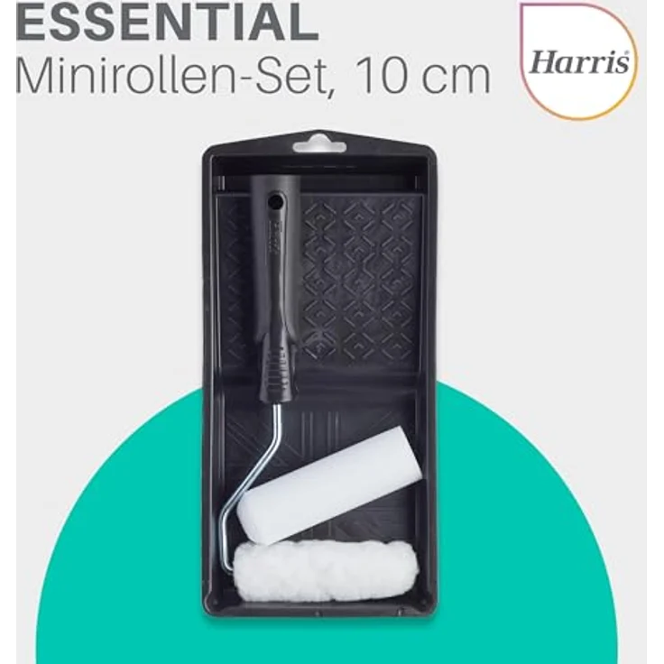 Harris Mini-Farbroller-Set 10 cm mit 2 Walzen, Farbwanne & Bügel für Dispersionsfarbe und Lacke, ideal für Wände, Decken & kleine Flächen – Bild 3