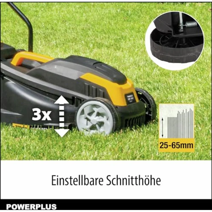 Powerplus POWXG62205T, Elektrischer Rasenmäher 1300 W mit 32 cm Schnittbreite, 30-Liter-Fangsack und integrierter Kantenschneidemaschine – Bild 4