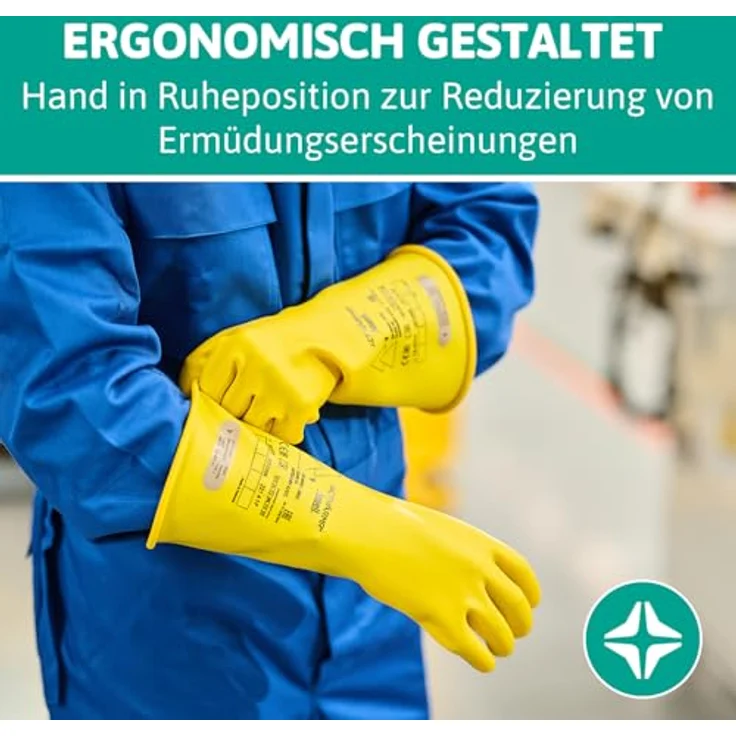 Ansell Activ ARMR RIG014Y110, Naturlatex Elektrikerhandschuh Größe 11, isoliert bis 1000 V AC, optimierte Flexibilität, erweiterte Stulpe – Bild 5