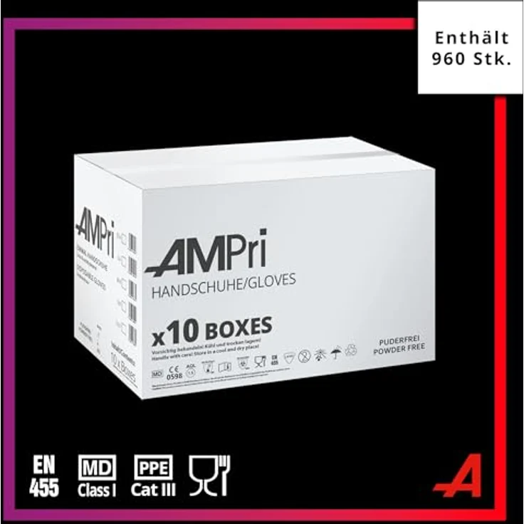 AMPRI Nitrilhandschuhe, Style tutti frutti, bunt, 10 Boxen à 96 Stück, Größe M, puderfrei, reißfest und hautfreundlich – Bild 2
