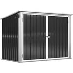 Outsunny Mülltonnenbox Storer abschließbar Gerätebox für 2 Mülltonnen Stahl 178,5 x 104,5 x 128,5/113 cm Schwarz - Wetterfest mit Geruchsverminderung