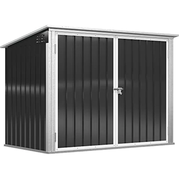 Outsunny Mülltonnenbox Storer abschließbar Gerätebox für 2 Mülltonnen Stahl 178,5 x 104,5 x 128,5/113 cm Schwarz - Wetterfest mit Geruchsverminderung – Bild 1