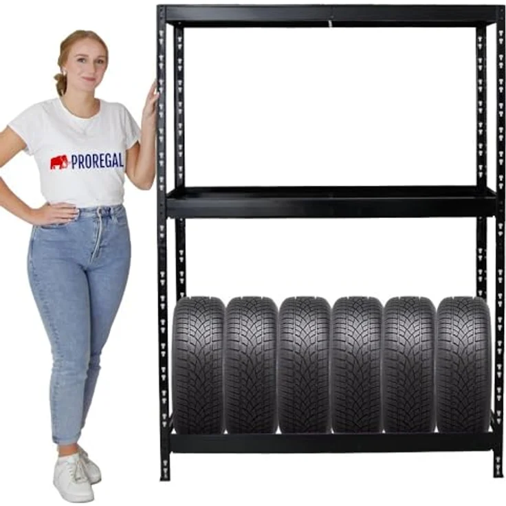 PROREGAL Reifenregal Tiger Schwarz, Platz für bis zu 36 Reifen, 180x130x50 cm – Bild 4