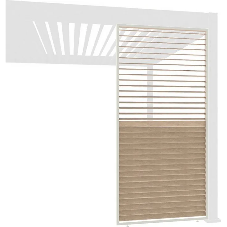 Weide Aluminium-Lamellenwand Holzoptik für Pergola, manuell verstellbar, Komplettset, 93x234 cm