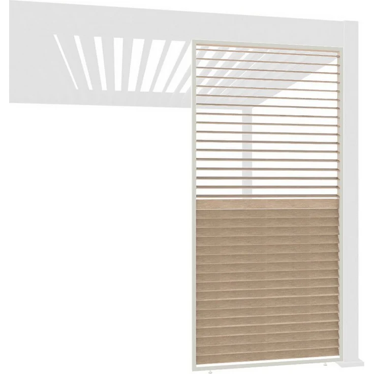 Weide Aluminium-Lamellenwand Holzoptik für Pergola, manuell verstellbar, Komplettset, 93x234 cm