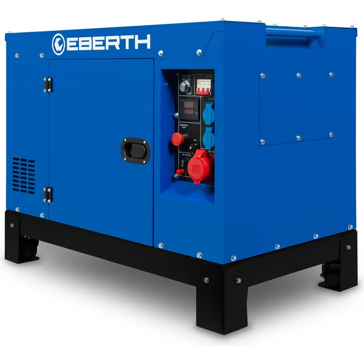 EBERTH 15000 Watt Notstromaggregat Diesel, 3-Phasen Stromgenerator mit 1x 400V, 2x 230V, 1x 12V, leistungsstarker Dieselmotor