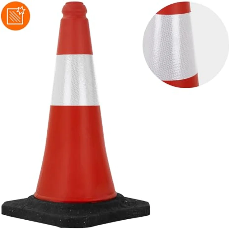 ECD Germany Verkehrskegel Pylone 4 Stück, 51 cm, Rot-Weiß, Robuste Leitkegel mit reflektierenden Streifen und schwerem Fuß für Innen- und Außenbereich – Bild 4