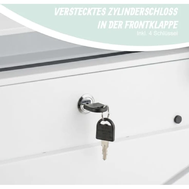 relaxdays Wandbriefkasten Metall mit Zeitungsfach und Zylinderschloss, weiß – Bild 5