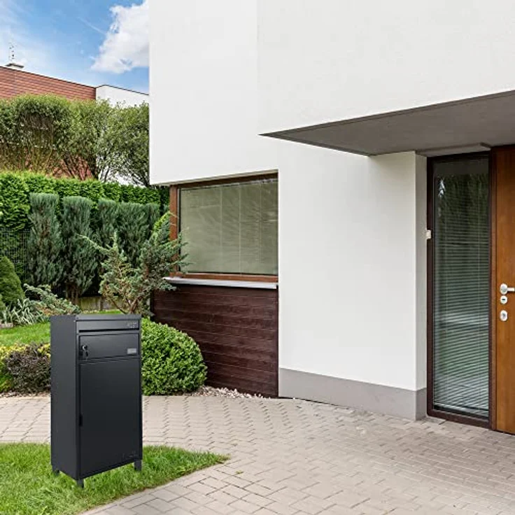 Paketbriefkasten Safepost 65 Paketbox silber-grau (RAL 9006) großer Briefkasten mit gesichertem Paketfach – Bild 2