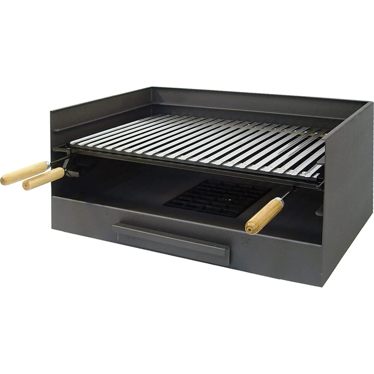 Imex El Zorro Schublade mit Edelstahlnetz, 61x40x32cm, Schwarz, für Holzkohle und Brennholz – Bild 1