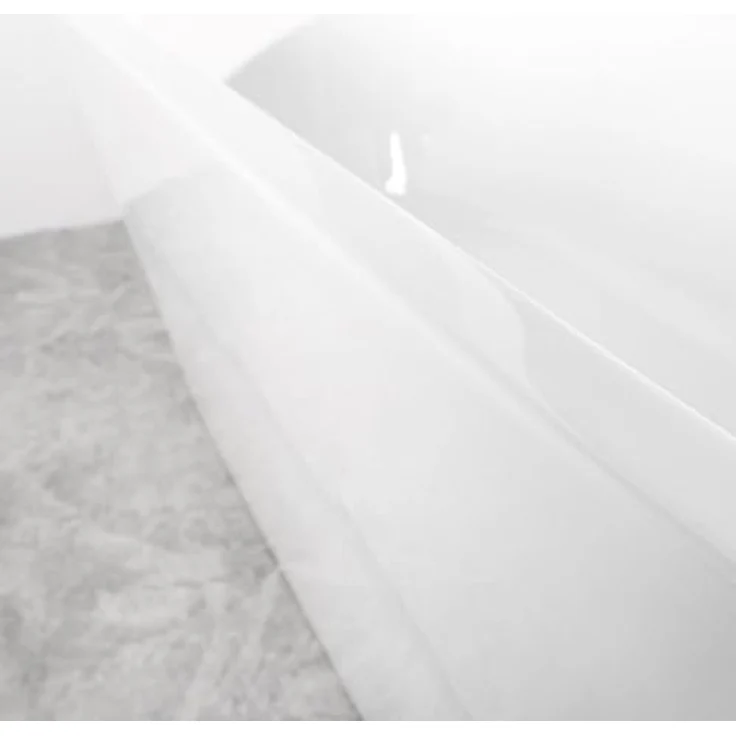 Aloni Halb-Freistehende Badewanne 170x80x60 Mittig Rundeck Acryl Weiß, Zentraler Ablauf DN50 – Bild 3
