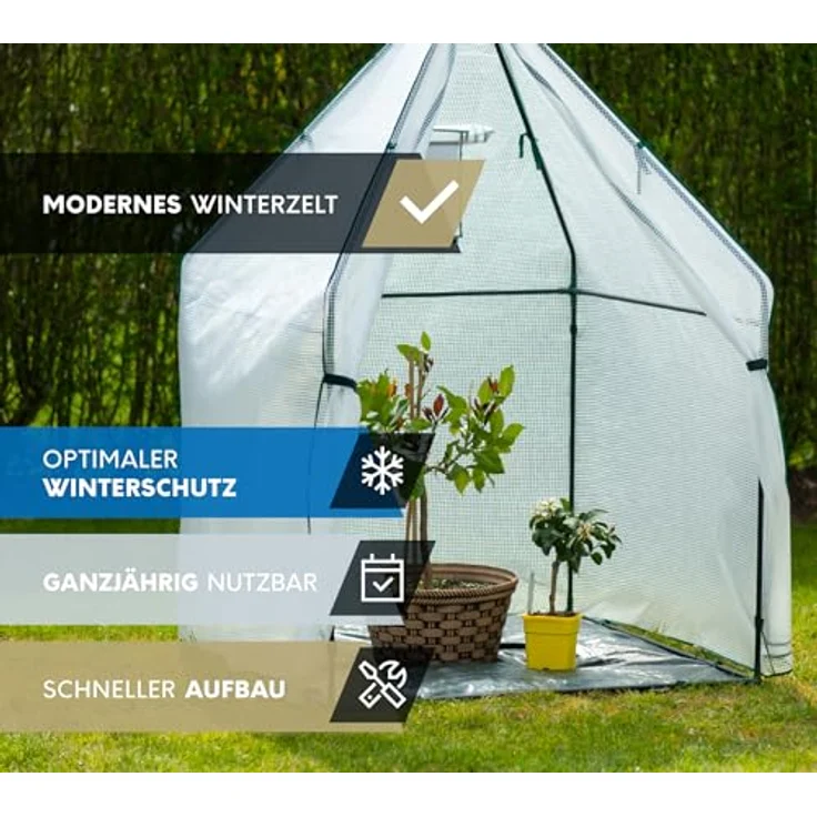 WESTMANN Überwinterungszelt Chili | 120x120x180 cm Weiß| Pflanzenschutz & Foliengewächshaus zum Überwintern von Pflanzen - Preisvergleich – Bild 2