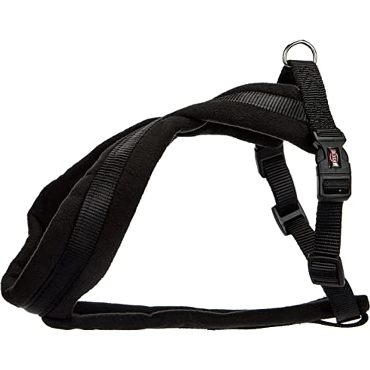 Trixie Premium Geschirr mit Fleecepolsterung, S–M: 40–70 cm/20 mm, Schwarz – Bild 2
