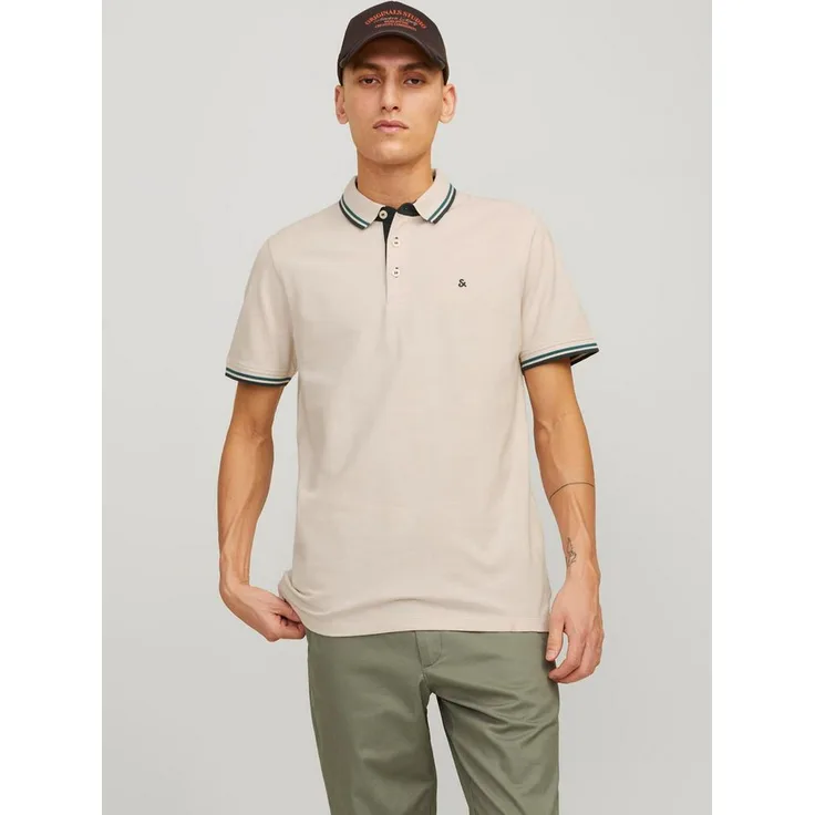 Jack & Jones Poloshirt JJEPAULOS POLO SS NOOS, Stickerei, schmal geschnitten, Baumwolle