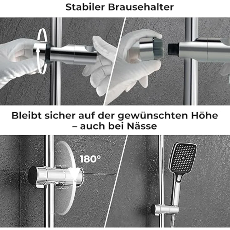 Görbach Duschset Edelstahl Duschstange mit drehbarer Duschkopfhalterung, 70 cm, Chrom, flexible Höhenverstellung und universelle Kompatibilität – Bild 5