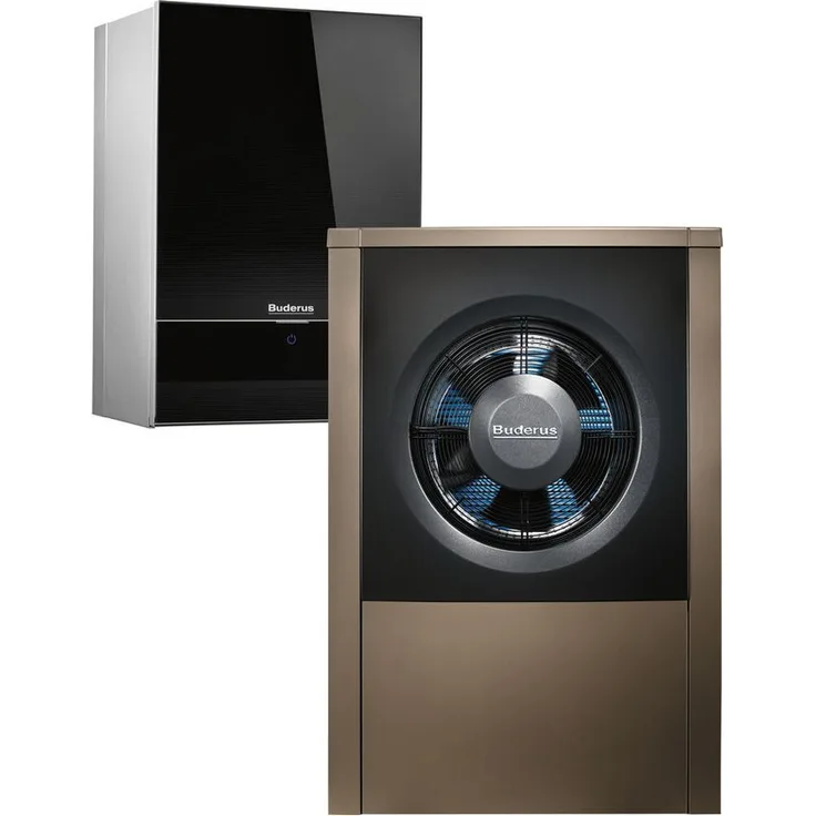 Buderus Logatherm Wärmepumpe WLW196i-4, reversible monoenergetisch, 2,79 kW, integrierte Estrichtrocknungsfunktion, aktives Kühl- und Titaniumglasdesign, Schwarz