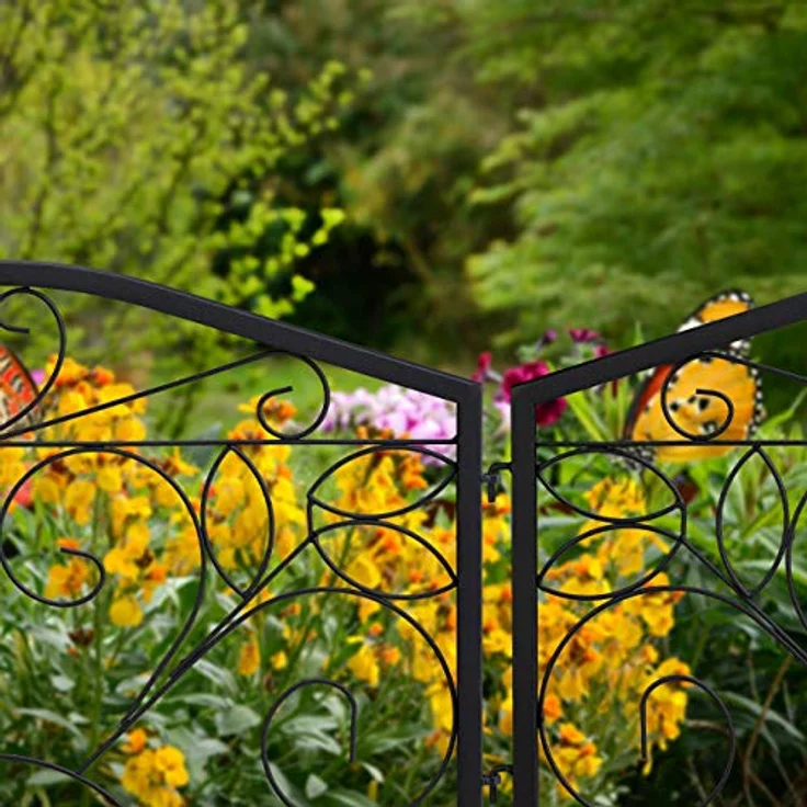 relaxdays Beetbegrenzung Beetzaun 4-teilig antik, Schwarzer Dekozaun aus Eisen, Niedrige Höhe zur klaren Abgrenzung im Garten – Bild 5