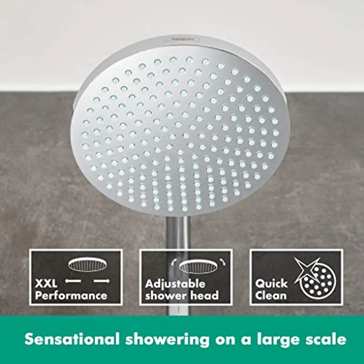 hansgrohe Duschsystem Croma 160 (Regendusche mit 4 Strahlarten, Duschkopf, Duschstange und Thermostat) chrom – Bild 3