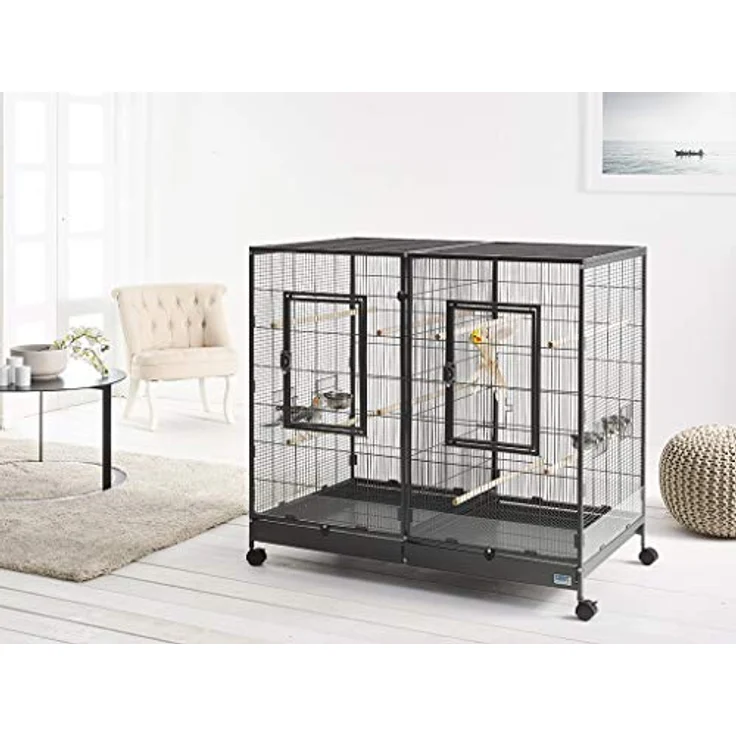 Savic Käfig Tasmania 120, schwarz, Gehege mit Edelstahl Verriegelungssystem, transparenten Seitenplatten und abnehmbarem Trenngitter – Bild 3