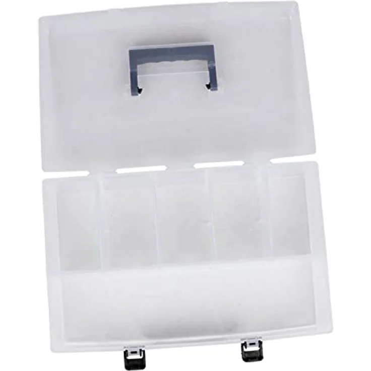 Sortimentsbox Kleinteilemagazin Sortierkasten Ergonomischer Griff Klemmverschlüsse Transparent 359 x 238 x 85mm – Bild 3