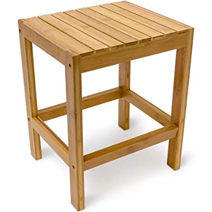 Relaxdays - Bambushocker H x B x T: 40 x 28 x 32 cm Badhocker aus hochwertigem Holz als universelles und dekoratives Accessoire als praktischer – Bild 3