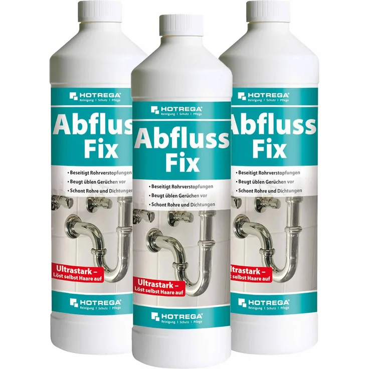 HOTREGA Abfluss Fix Konzentrat 1 Liter Sets - Abflussreiniger, Rohrreiniger, freier Menge:3