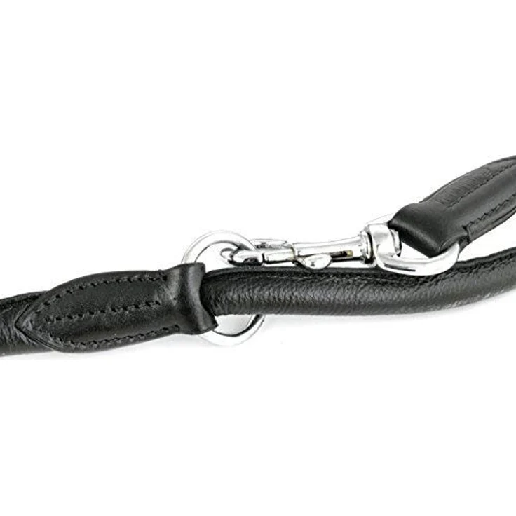 MONKIMAU Hundeleine Führleine aus echt Leder verstellbar, 12mm dick, 2m lang, runde Leine mit 3-fach verstellbaren Ringen, braun – Bild 4