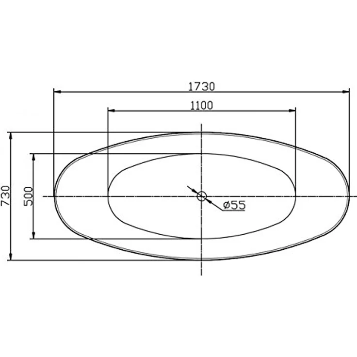 Bernstein SIENA Freistehende Badewanne, Acryl Weiß Glänzend, 173x73 cm mit mittigem Pop-up-Ablauf – Bild 5