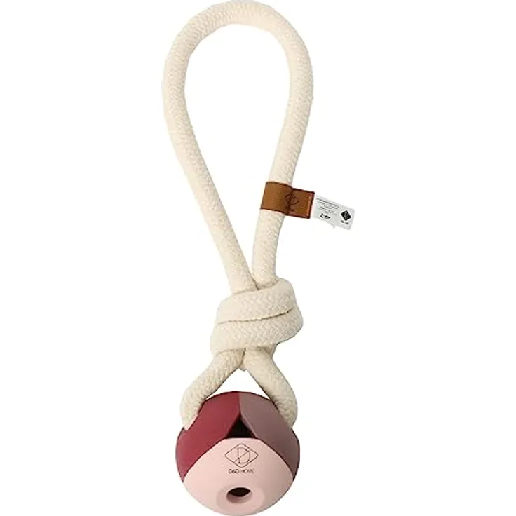 D&D Home Nora Rosewood Spielzeug für Hunde, 36 x 8 x 8 cm, rosa, aus Gummi und Baumwollschnur, ideal zum Mitbringen und Ziehen