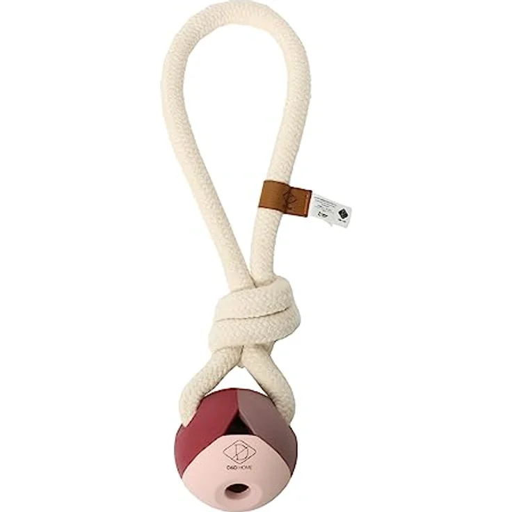 D&D Home Nora Rosewood Spielzeug für Hunde, 36 x 8 x 8 cm, rosa, aus Gummi und Baumwollschnur, ideal zum Mitbringen und Ziehen – Bild 1