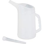 Relaxdays Ölkanne 2 L, flexibler Einfüllstutzen, Ölmessbecher, Skala, Ölwechsel, bruchsicher, Auto, Werkstatt, PE, weiß