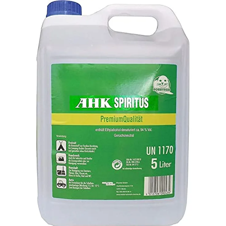 Robbyrob AHK Spiritus 5 L, geruchsneutraler Anzünder in Weiß, 18 x 13 x 28 cm, Premium-Qualität