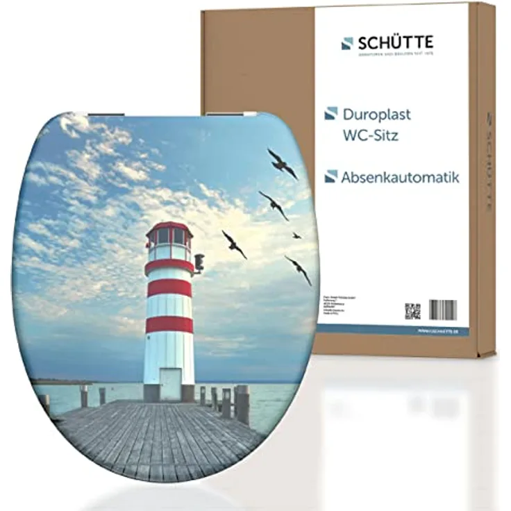 Schütte WC-Sitz Duroplast Lighthouse, mit doppelter Absenkautomatik, bruchsicher und pflegeleicht