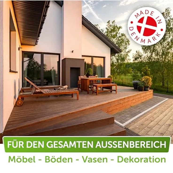 Nordicare Holzöl Außenbereich [5L] für Lärche, Eiche, Teak und Akazienholz, farbloses Holzschutzöl mit UV-Schutz und Pflegewirkung für Gartenmöbel und Holzoberflächen – Bild 2