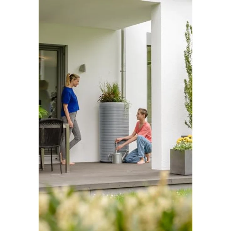 Garantia Nordic 2in1 Regenspeicher Komplett-Set 300 Liter steingrau mit Chrom-Auslaufhahn und Fallrohranschluss – Bild 4